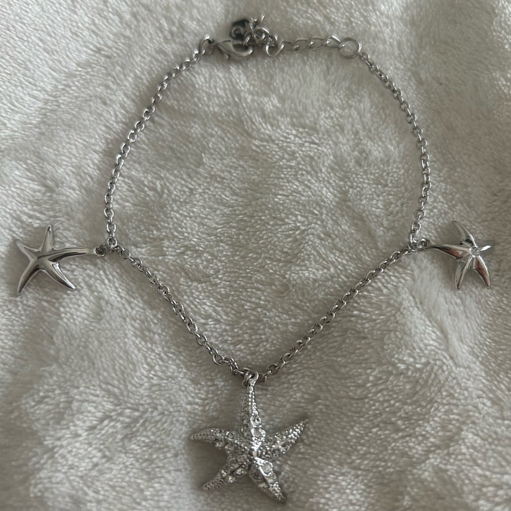 Touchstone Crystal Silver Charm Anklet